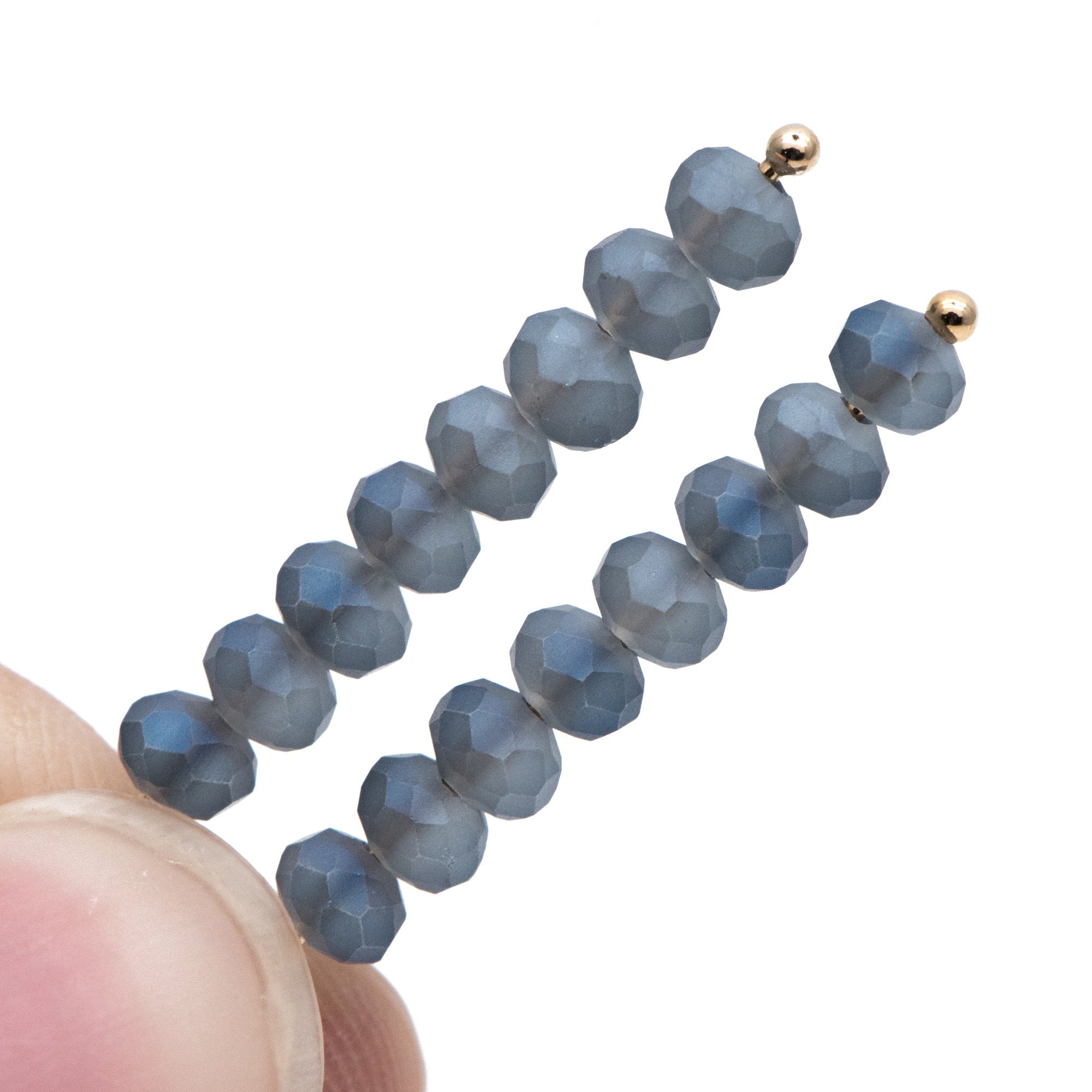 Frosted Crystal Rondelle 3x4mm, Faceted Glass Rondelle Beads, Matte Montana Blue -(BZ04-157)/ 145 beads full strand